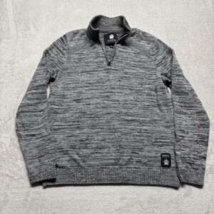 Alaskan Hardgear Duluth Merino Wool‎ Sweater Mens L Gray 1/4 Zip Pullover HOLE